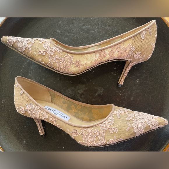 🌸HP🌸Jimmy Choo Love Ballet Blush Lace Pumps - Picture 11 of 13
